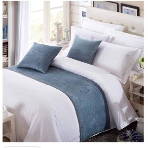 Blue Solid CHENILLE Bed Runner-TWIN/TWIN XL
